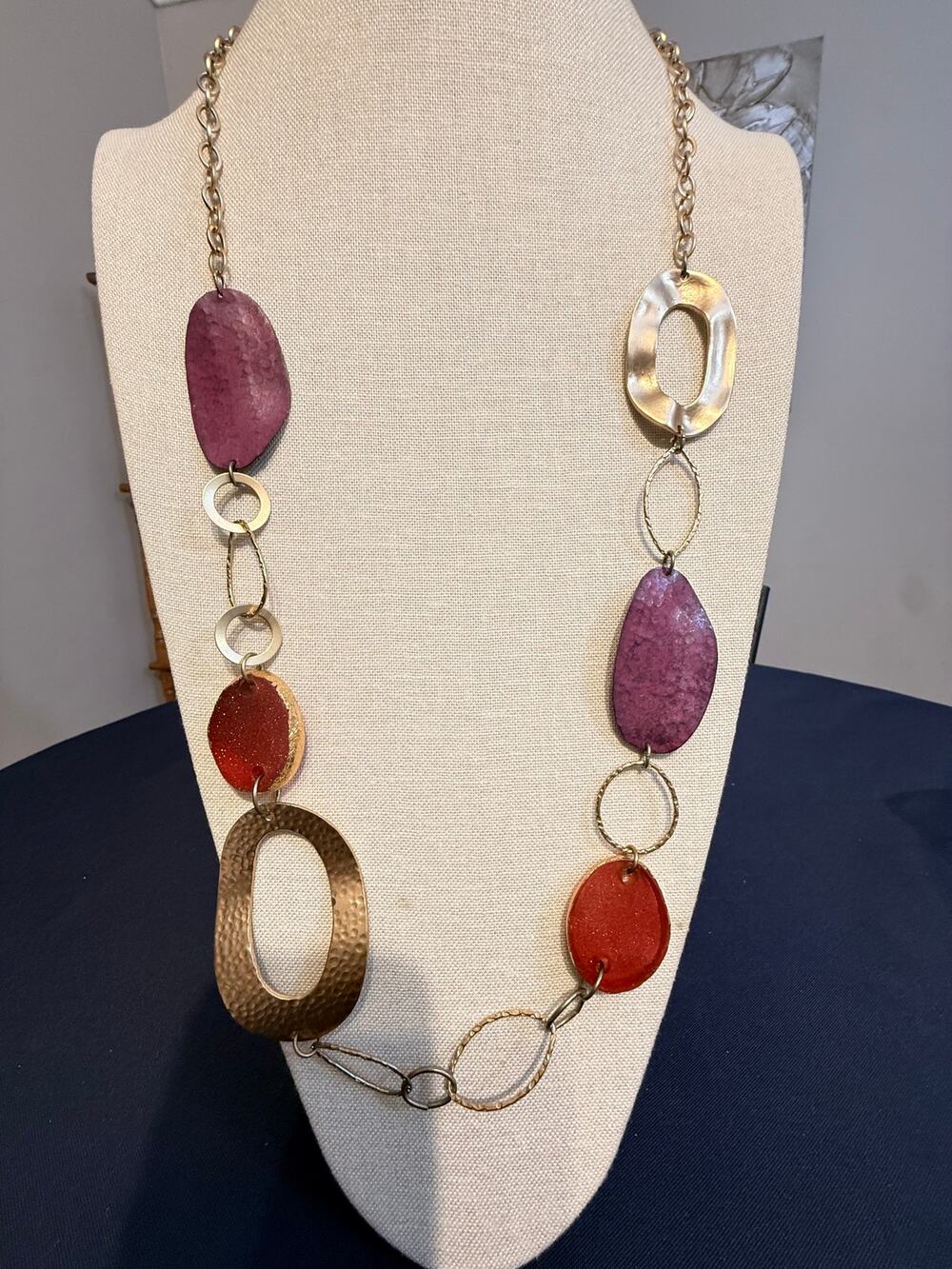Vintage NOS Chico’s Mixed Media Statement Necklace 36”